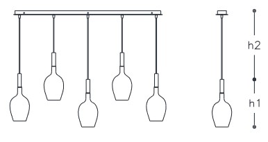 Lámpara Colgante Rosè 3050/LS5 - Incanto Italamp - Dimensiones